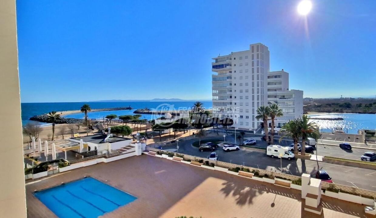 Spacieux Appartement Rose Front Mer Et Piscine Rosas Exteriör bild